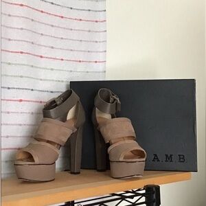 L.A.M.B. Women's Beige and Brown Heels